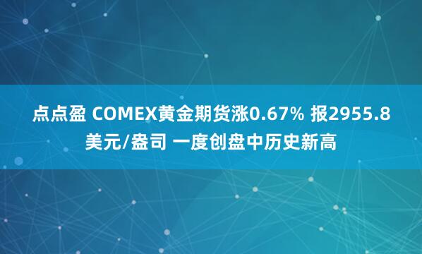 点点盈 COMEX黄金期货涨0.67% 报2955.8美元/盎司 一度创盘中历史新高